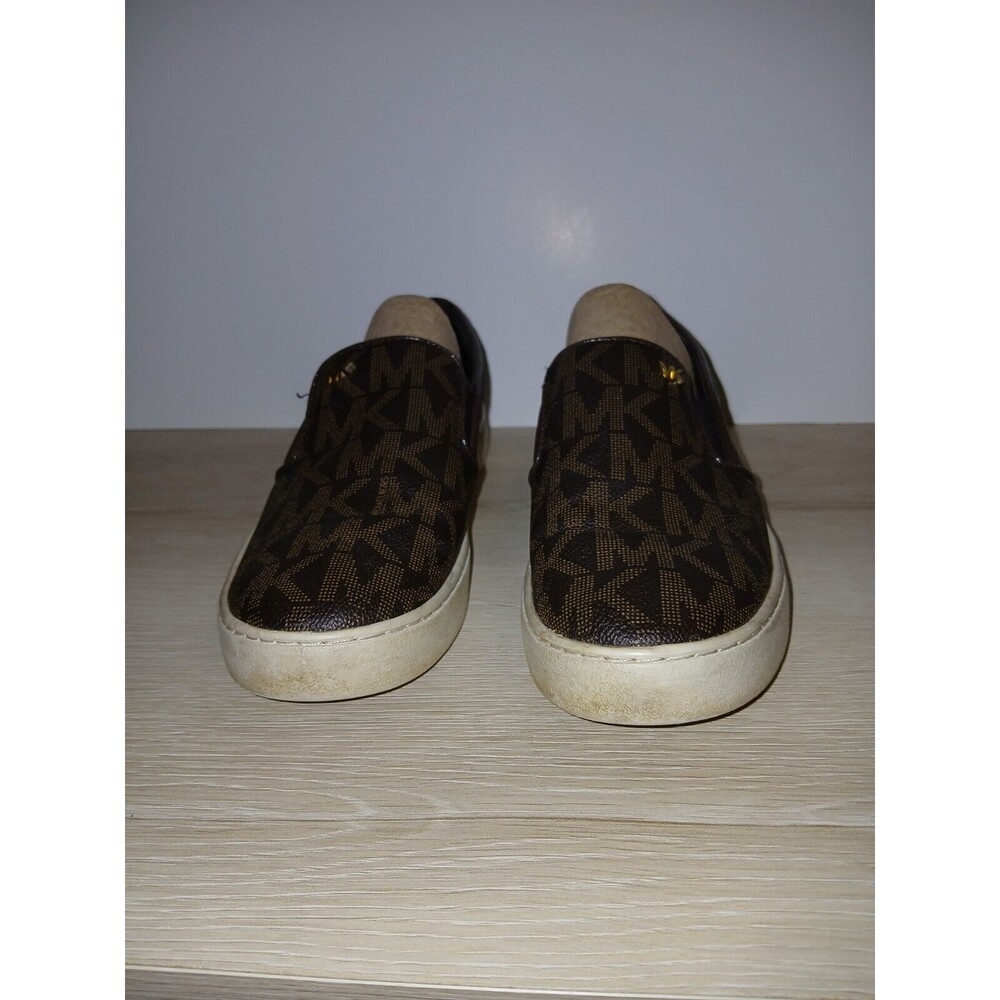 MICHAEL Michael Kors Slip-On Sneakers Brown Keaton Logo Womens Size 7M  HL16J